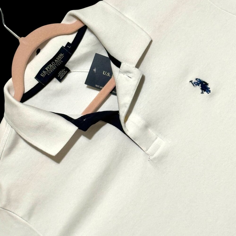 NEW U.S. Polo Assn. Mens‎ L White Luxury Feel Polo Shirt ~ Mint Condition